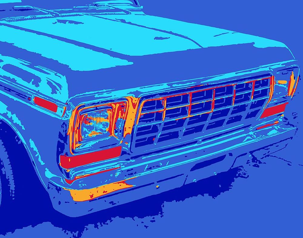 Ford Grill, on blue